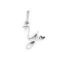 Polished silver stainless steel cursive letter Y pendant with tiny heart detail - Letter Y / Steel