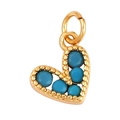 Gold-plated heart pendant with micro-inlaid turquoise stones and small hanging ring - Delicate Small Heart / Turquoise Blue