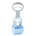 Ergonomic pet waste scooper in light blue and grey with spring mechanism for dogs - Small size Creamy Blue