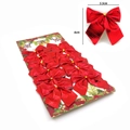 Set di 12 fiocchi di Natale rossi metallizzati per albero decorazione 5.5x6cm - Carta Cartoncino Rosso Brillante 1 Confezione Da 12