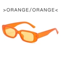 Retro small rectangular sunglasses with bright orange frame and matching tinted lenses - Orange Frame Orange Lens