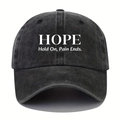Berretto da baseball grigio scuro lavato con stampa HOPE per protezione solare esterna - Nero