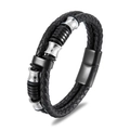 Bracelet multicouche pour homme en cuir tressé noir avec fermoir magnétique solide - Fermoir Noir Tresse Mixte Multicouche
