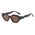Lunettes de soleil Y2K à monture noire carrée avec branches ondulées et verres bruns - Monture Noire Verres Thé