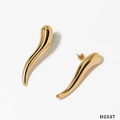 Minimalist chili-shaped gold stainless steel earrings with polished mirror finish - Gold Large Earrings (D2537)