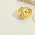 Französischer Retro-Goldring verstellbar mit unregelmäßigem Design und Mikro-Pave-Kristallen - Wassertropfen Zirkonia-Stil (JZ0503-6)