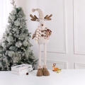 Standing reindeer Christmas doll with telescopic long legs and warm brown knit scarf - Deer / Large