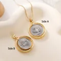 Collana con ciondolo a disco rotante in stile punk con finitura bicolore oro e argento - Oro Argento Bicolore-Tondo Spirito Santo (Rotante a Doppia Faccia)