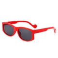 Chic retro square sunglasses featuring a thick red frame and dark gray lenses - Red Frame Grey Lens