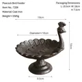 Peacock cast iron bird feeder standing bird bath tray for garden with detailed dimensions - Peacock Style Bird Feeder