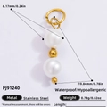 18k gold plated stainless steel bead pendant with pearls, 19.84mm size for DIY jewelry - Pearl Pendant (PJ91240) / 5 Pieces / Gold