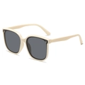 Kids trendy cream square frame sunglasses with dark grey lenses and UV protection - Cream White Frame Gray Lens