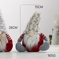 Pair of red and gray Christmas gnomes dolls, height 26cm, weighted festive home decor - Knit Red & Grey Rudolf