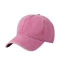 Washed rose red distressed cotton baseball cap with embroidered vintage details - Washed Pink