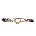 Detail of bohemian woven bracelet with gold moon star charms and colorful tassels - Moon Star with Colorful Rope