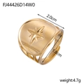 Detailed size specifications for gold star ring showing 2.0cm width and 1.8cm diameter - Gold 3D Star Style (FJ44426D14W0)