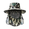 Herren Camouflage Sonnenhut mit abnehmbarer Maske und Nackenschutz zum Angeln - Dschungel-Tarnung