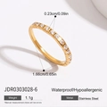 Gold plated stainless steel ring with round cubic zirconia crystals and polished finish - Gold Band Eternity Ring-Size 6
