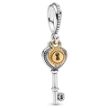Ciondolo a chiave d'amore con cuore bicolore oro e argento per bracciali fai-da-te - 038: Chiave a Cuore Bicolore Argento e Oro