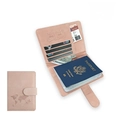 Pink RFID blocking PU leather passport holder set with card slots and metal buckle - Magnetic Pink Passport Cover / Pink