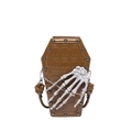 Bolso de hombro marrón en forma de ataúd con mano de esqueleto y calaveras - Marrón