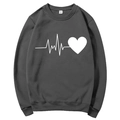 Felpa girocollo grigio scuro con stampa grafica cuore e battito cardiaco bianco - S / Elettrocardiogramma Cuore / grigio scuro