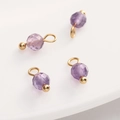 Set of four purple faceted natural stone charms with golden metal loops for DIY jewelry - 4mm (5 Pcs/Pack) / Purple Crystal