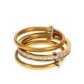 Interlocked gold-tone stainless steel multi-layer ring featuring pavé-set cubic zirconia - US 8 / Three-layer Gold