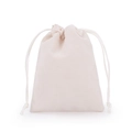Detail of soft beige velvet drawstring pouch showing smooth fabric texture and woven cord - 7*9cm / Off-white