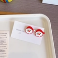 Détail des boucles d'oreilles Père Noël mignonnes sur une carte de présentation festive - Père Noël A - Tige en argent S925