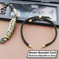 Détail du cordon de bracelet tressé marron avec fermoir doré et longueur de 20cm réglable - Cordon de Bracelet / Marron