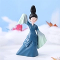 Ancient style doll ornament in deep blue and light green gradient dress figurine - 777-5 Small Blue Dress High and Low Hands