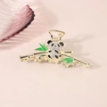 Pince à cheveux panda doré avec strass scintillants et détails en émail coloré - 11CM Pince à Cheveux Panda Strass