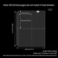 Transparent B5 26-hole four-grid card sleeves showing detailed size and thickness dimensions - B5 26 Holes 4-Pocket Pages 10 Sheets 115#