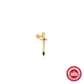 925 sterling silver gold sword stud earring with black cubic zirconia heart details - Single Gold #7 (Sword Dagger Shape)