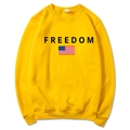 Sweat à capuche unisexe jaune vif avec texte Freedom et imprimé drapeau américain - Jaune