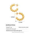 Detail showing 2.5x2.7cm measurements of 18K gold plated hollow star-shaped hoop earrings - Star C-Shape Earrings (EOM247054)