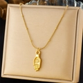 Vintage-Halskette mit bösem Blick Hand-Anhänger und Goldperlen auf Schmuckdose - Goldener Stil (N3311)