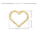 Macro detail of 30x26mm hammered gold heart pendant in durable stainless steel - VG223 (Hammered Heart) 3Pcs