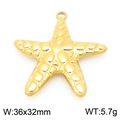 Golden stainless steel starfish charm with textured surface and size 36x32mm - Gold Sea Star (KLJ9956-Z)