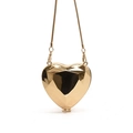 Mini borsa a tracolla a forma di cuore dorata con catena metallica da donna - Oro
