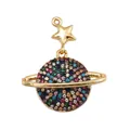 Gold-plated planet pendant charm featuring multi-colored cubic zirconia pave crystals - Mixed Color Planet