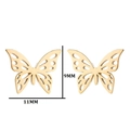 Macro shot of gold butterfly ear studs showing dimensions eleven millimeters by nine millimeters - Style 268 / Gold