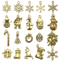Lot de 20 pendentifs de Noël en métal doré avec flocons, Père Noël et sapins festifs - Or Antique Mélange 20pcs