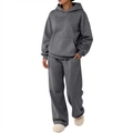 Men's dark grey hooded pullover sweatshirt and relaxed sweatpants lounge set - Dark Gray