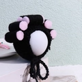 Creative hand-woven pet hat with black yarn and pink sponge rollers for cats and small dogs - Pink