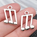 Antique silver musical note pendant charms for DIY jewelry and bracelets - Connected Notes (13x21mm-1.35g)