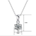 Sterling silver moissanite cross necklace pendant with dimensions 15mm by 7mm - 40cm+5cm / Six-prong Round Solitaire Style (P11448)