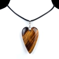 Tiger Eye stone heart pendant necklace with natural brown texture and black cord strap - Tiger's Eye