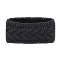 Detail of cable knit headband in black with warm fleece lining for winter comfort - Dark Gray